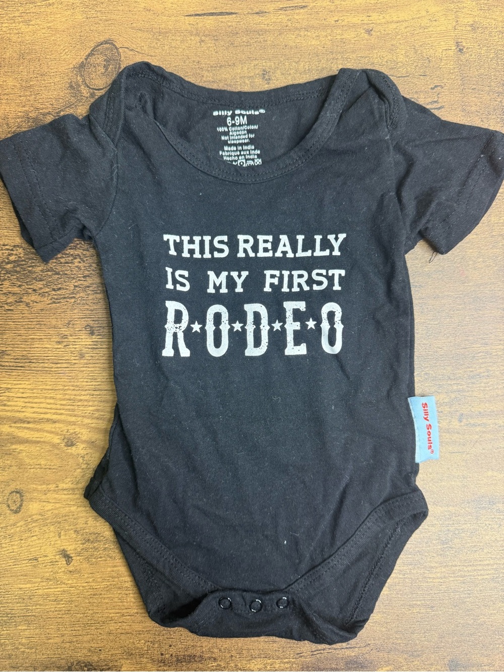 ⭐️5 for $20⭐️ Kids Black "This Really Is My First Rodeo" One-Piece 6-9M